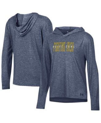 Women's Navy Notre Dame Fighting Irish Breezy Long-Sleeve Hooded T-Shirt