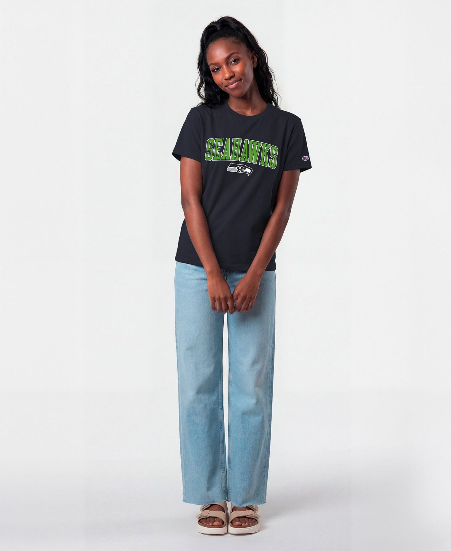 Женская футболка Champion College Navy Seattle Seahawks Arched Over Logo — фото 3