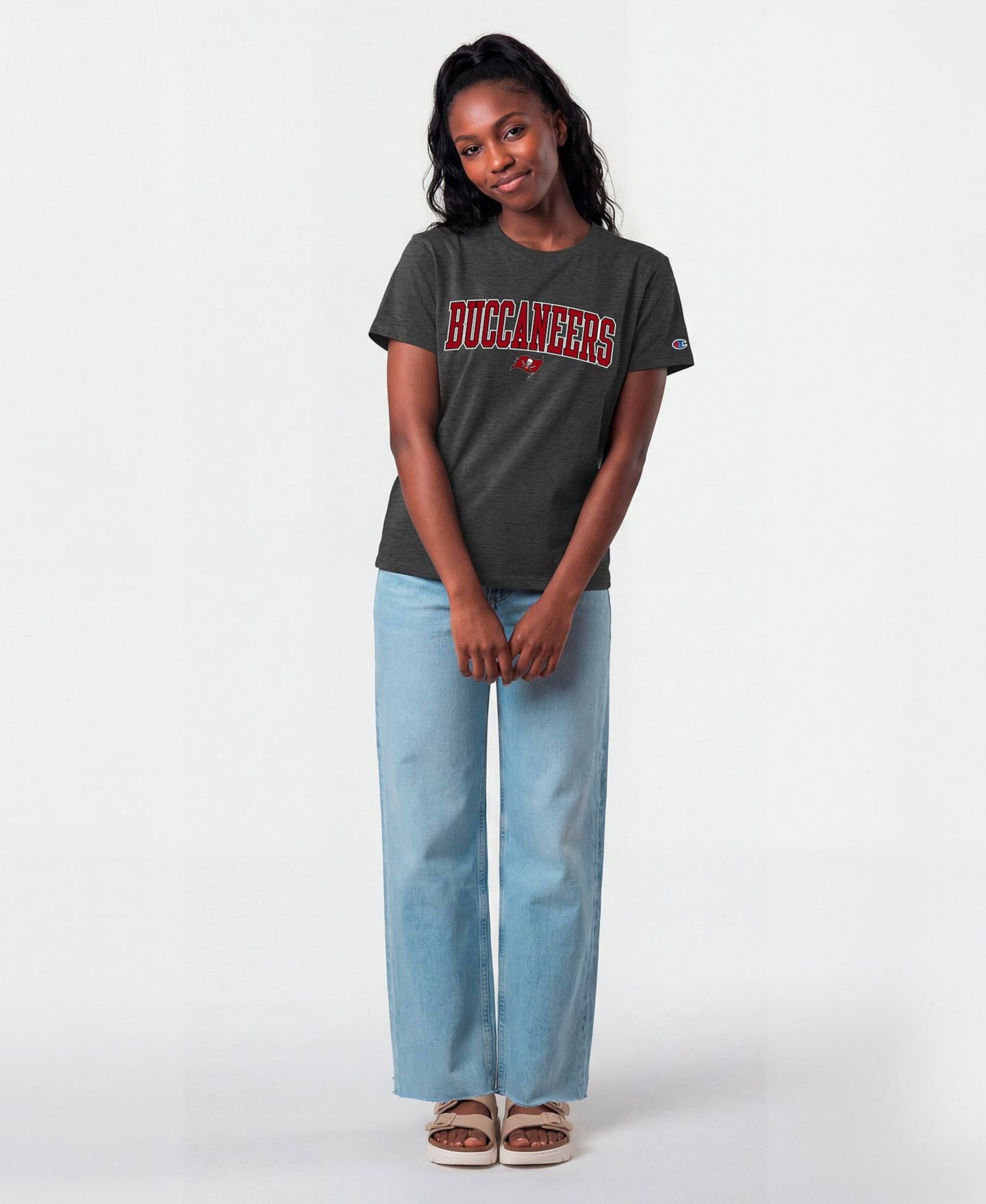 Женская футболка Champion Heather Charcoal Tampa Bay Buccaneers Arched Over Logo — фото 3