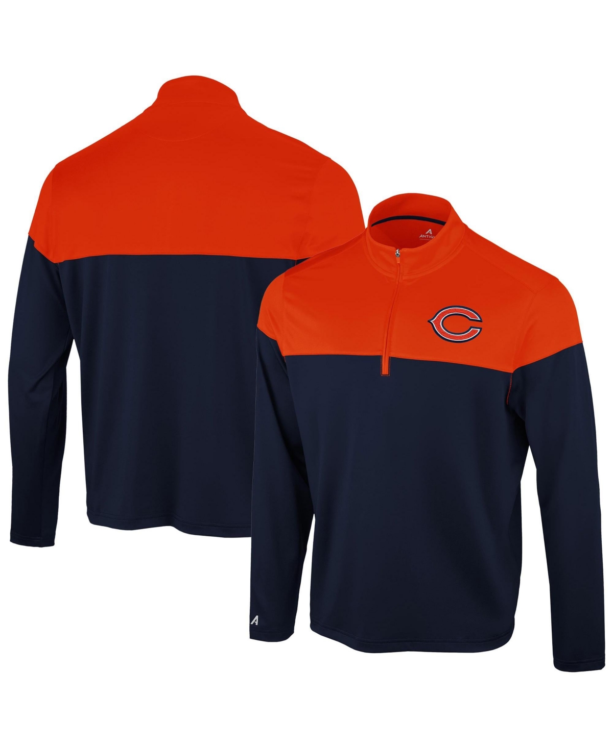 Antigua Men's Navy/Orange Chicago Bears Hinder Quarter-Zip Pullover - Navy, Orange