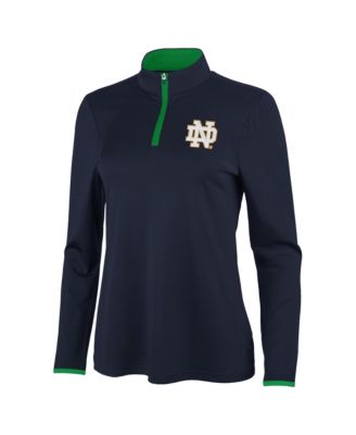 Women's Navy/Green Notre Dame Fighting Irish Brink Quarter-Zip Pullover
