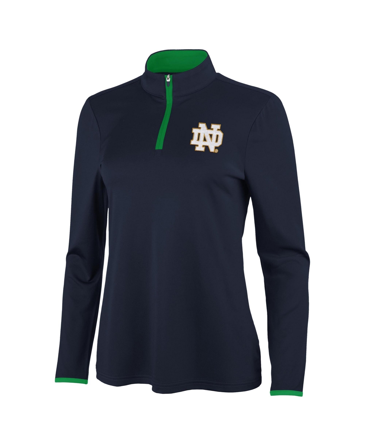 Antigua Women's Navy/Green Notre Dame Fighting Irish Brink Quarter-Zip Pullover - Navy, Green