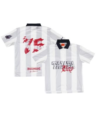 Men's and Women's White/Gray Tampa Bay Buccaneers Striped Soccer Polo Shirt