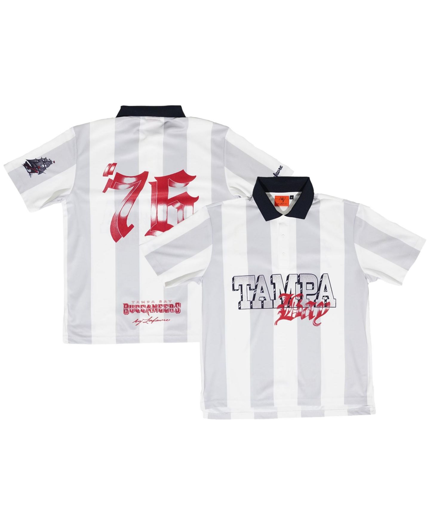Поло Lafavre White/Gray Tampa Bay Buccaneers Striped Soccer Polo — фото 1