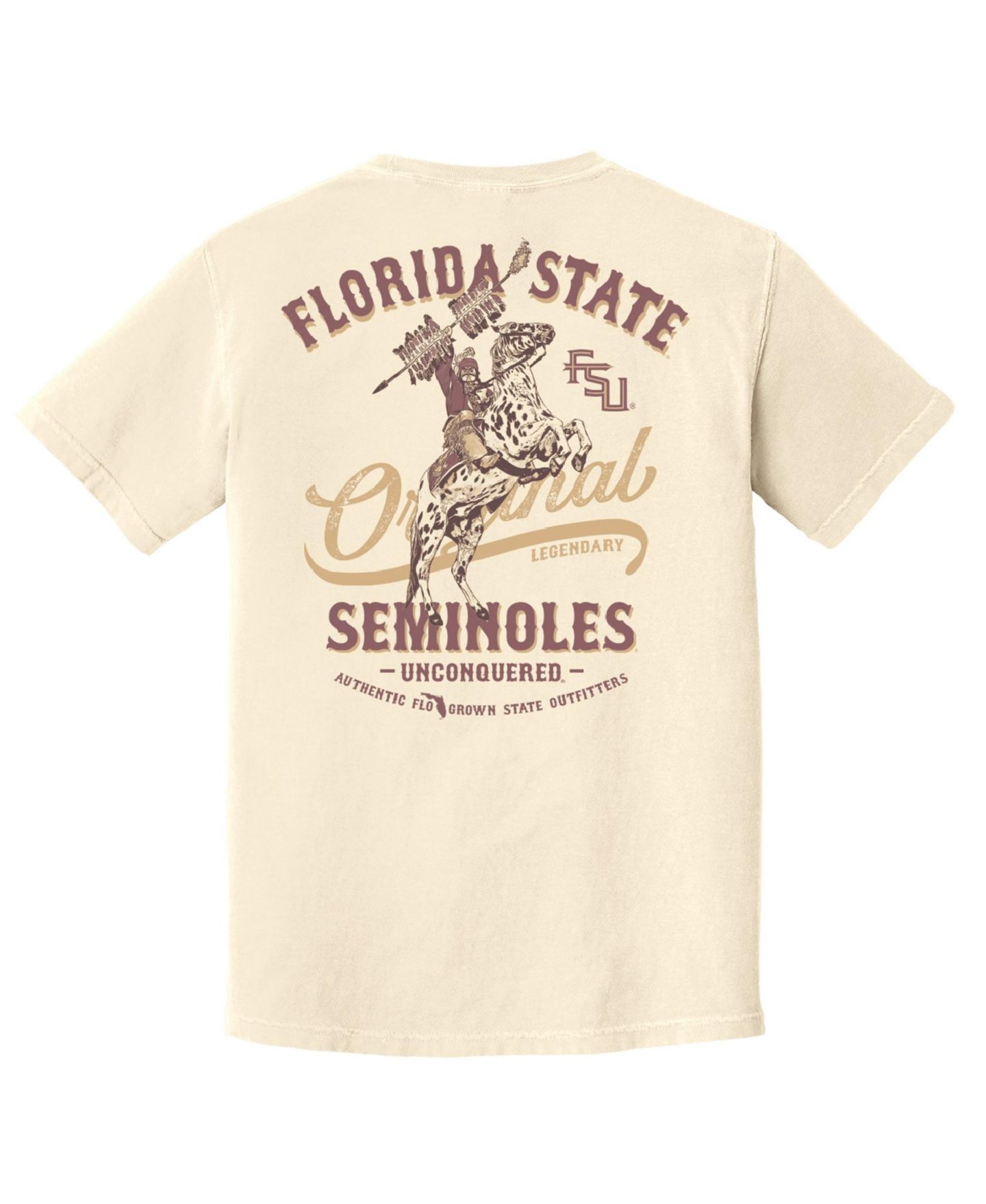 Мужская футболка FLoGrown Cream Florida State Seminoles Vintage Mascot — фото 3