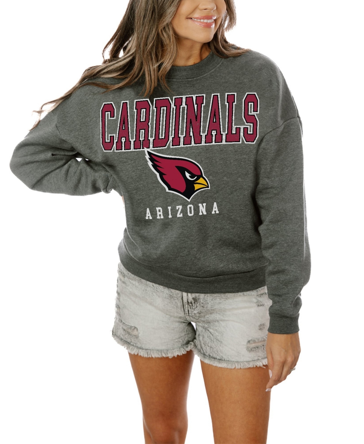 Gameday Couture Women's Charcoal Arizona Cardinals Oversized Bring The Energy Pullover Sweatshirt - Charcoal