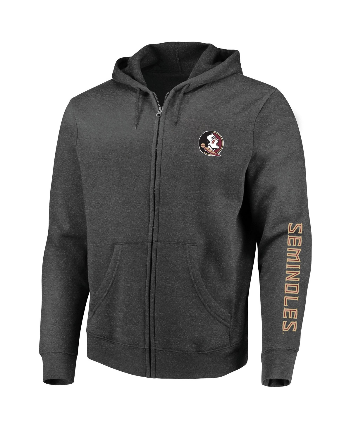 Profile Men's Heather Charcoal Florida State Seminoles Big Tall Full-Zip Hoodie - Heather Charcoal