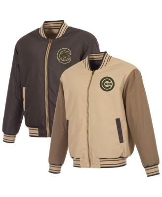 Men's Tan/Brown Chicago Cubs Reversible Canvas Full-Zip Jacket