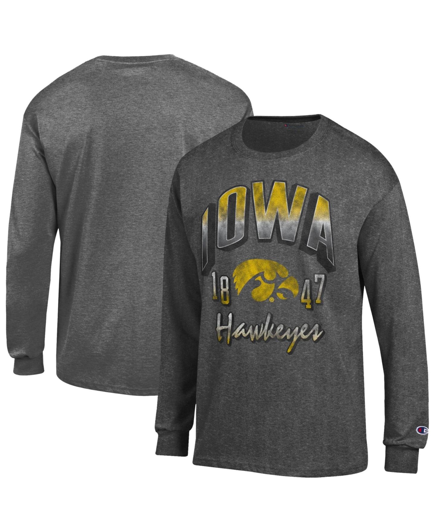 Мужская футболка Champion Heather Charcoal Iowa Hawkeyes Bold Long-Sleeve — фото 1