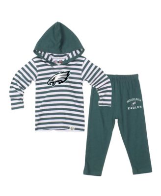 Toddler Wes Willy Midnight Green Philadelphia Eagles Stripe Hooded Long-Sleeve Top and Pant Set
