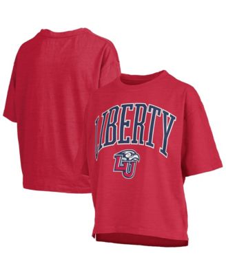 Women's Red Liberty Flames Oversized Nelson Arch Over Logo Slub T-Shirt