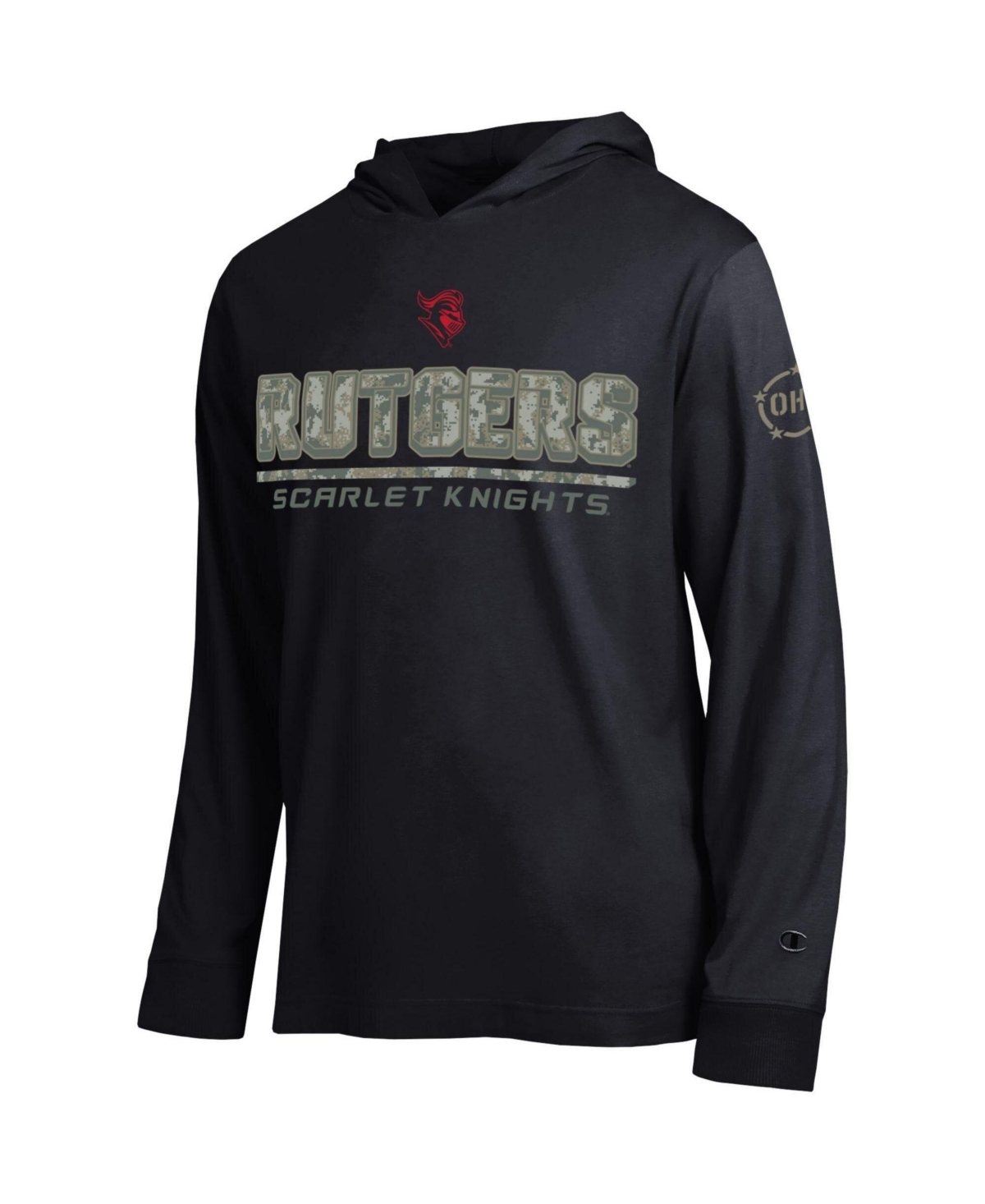 Champion Men's Black Rutgers Scarlet Knights Operation Hat Trick Camo Script Hooded Long-Sleeve T-Shirt - Black