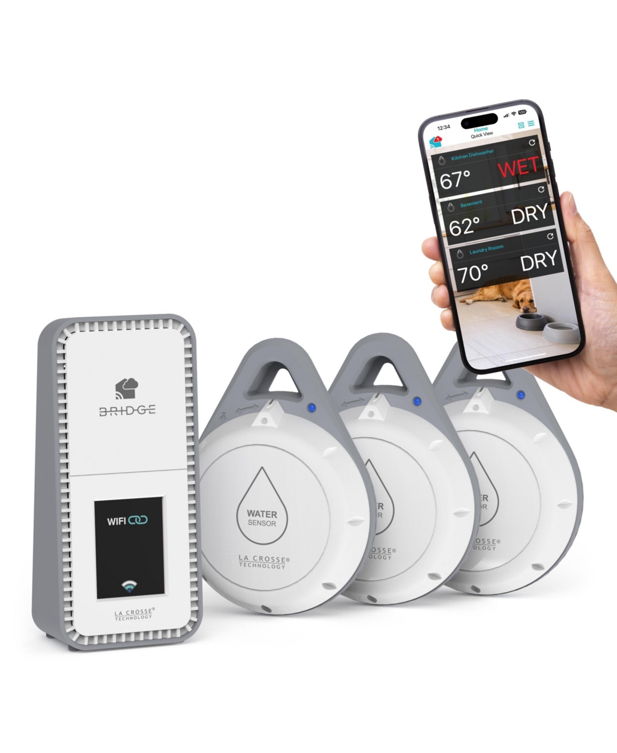 La Crosse Technology Leak Geek Wireless Water Leak Detection System - White