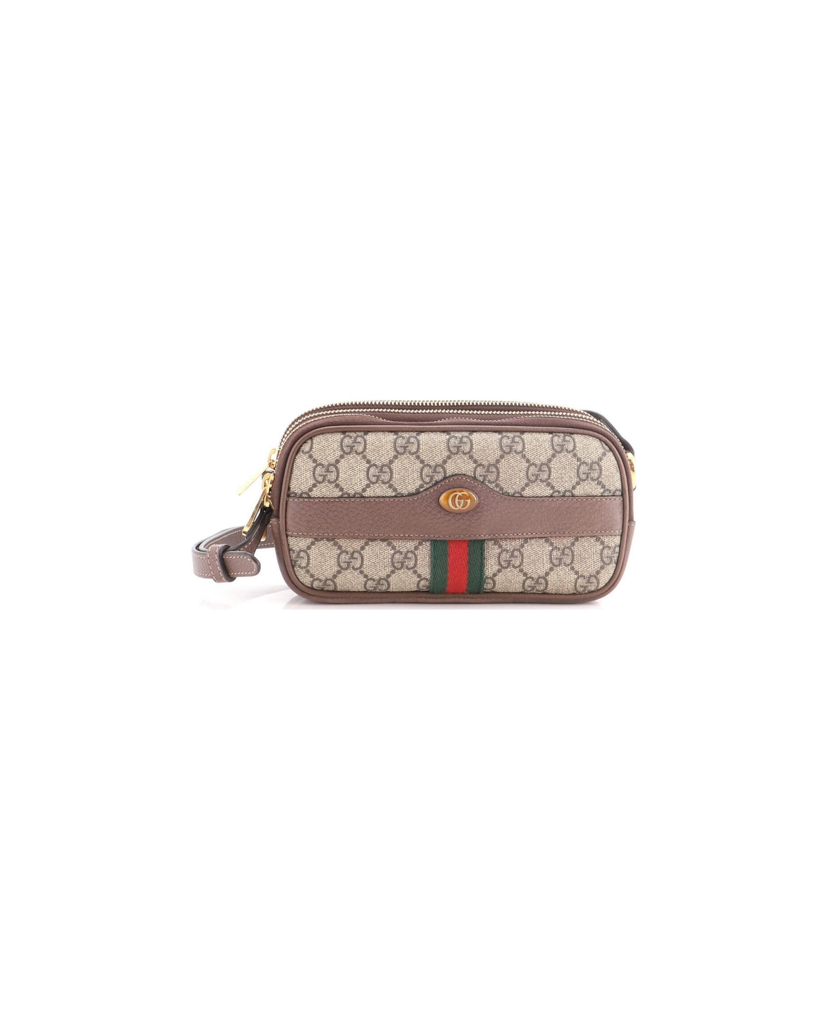 Pre-Owned Gucci Mini Ophidia Triple Zip Crossbody Bag Gg Coated Canvas - Brown