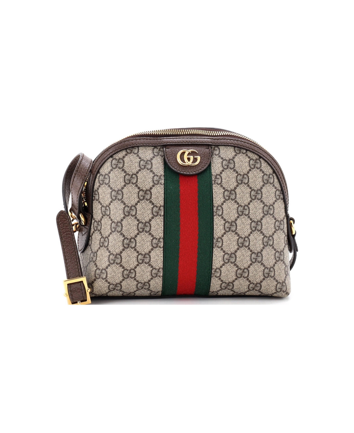 Pre-Owned Gucci Small Ophidia Dome Shoulder Bag Gg Coated Canvas - Brown