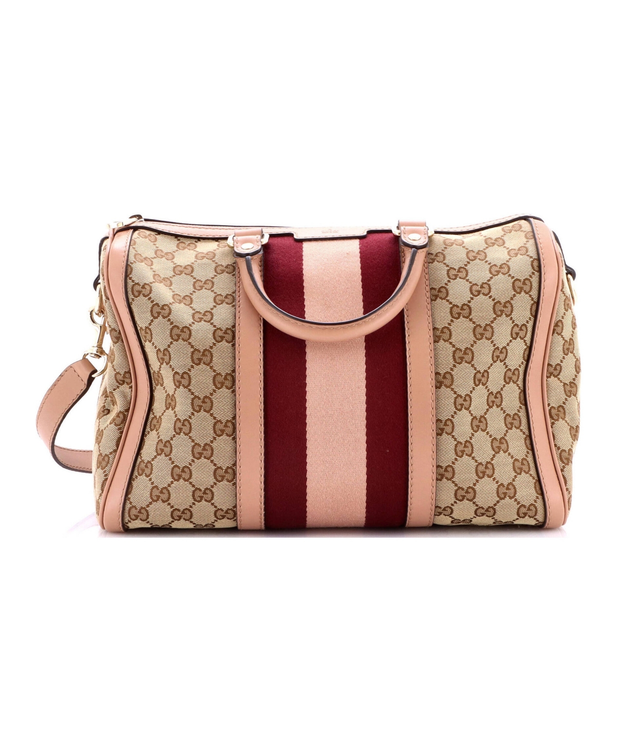 Pre-Owned Gucci Medium Vintage Web Boston Bag Gg Canvas - Natural