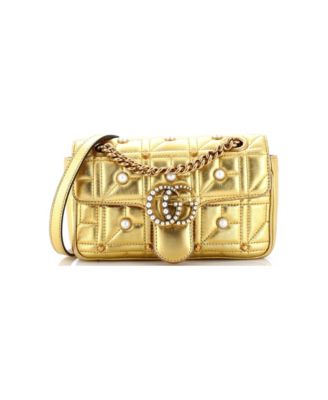 Mini Pearly GG Marmont Flap Bag Embellished Matelasse Leather