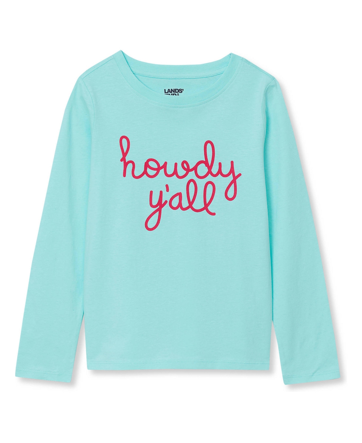 Lands' End Girls Plus Long Sleeve Graphic Tee - Velvet/howdy/aruba blue
