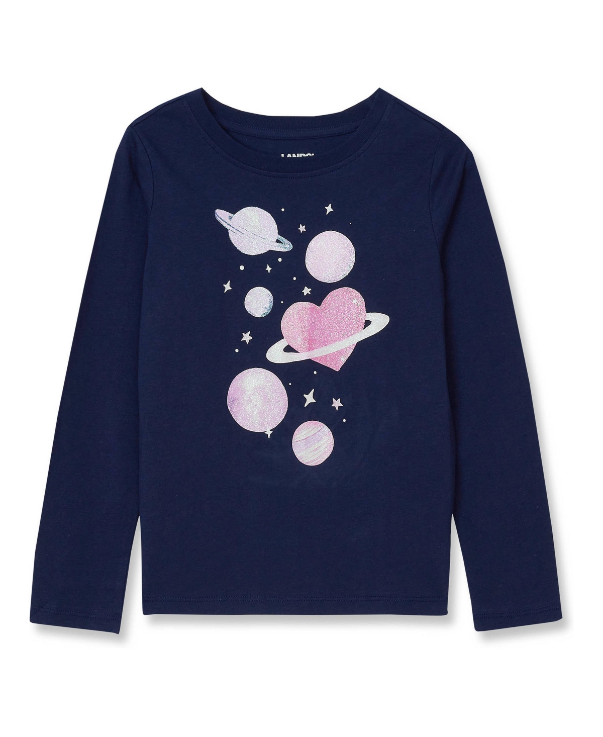 Lands' End Girls Plus Long Sleeve Graphic Tee - Planets/navy