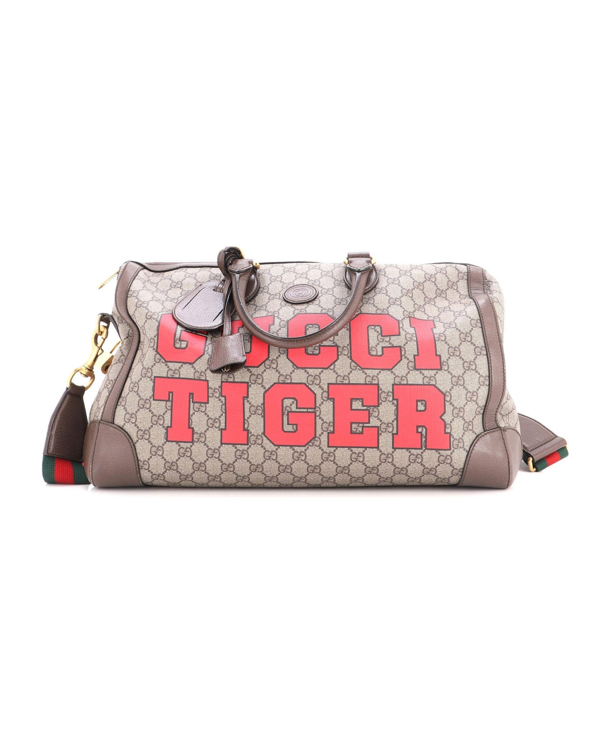 Pre-Owned Gucci Medium Convertible Duffle Bag Printed Gg Coated Canvas - Brown