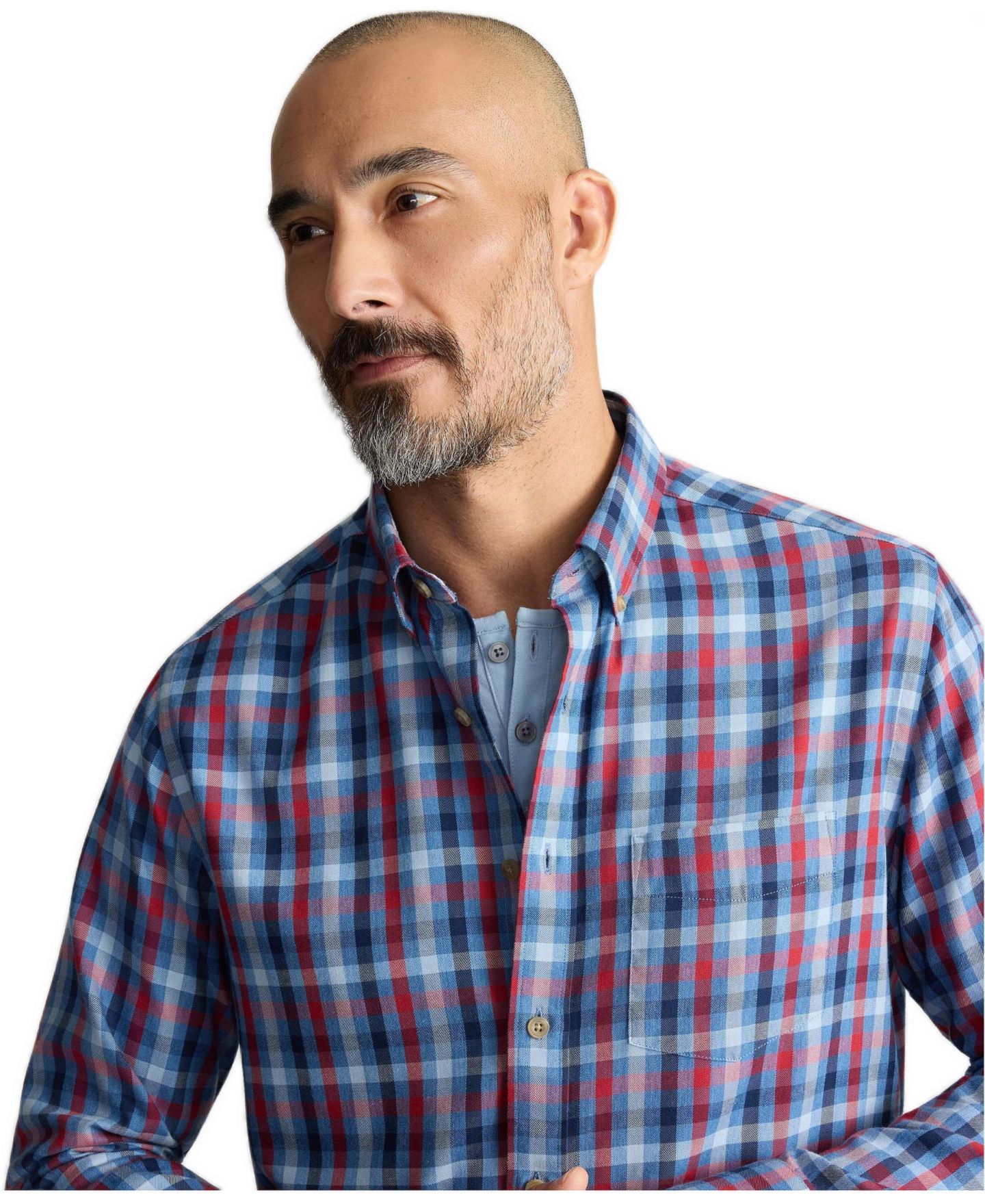 Мужская рубашка UNTUCKit Lockridge Classic-Fit Button-Down Flannel, цвет: Синий — фото 2
