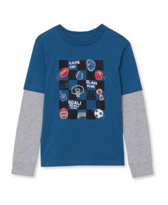 Boys' 4-20 Long-Sleeve Graphic Crewneck T-Shirt, 2-Pack