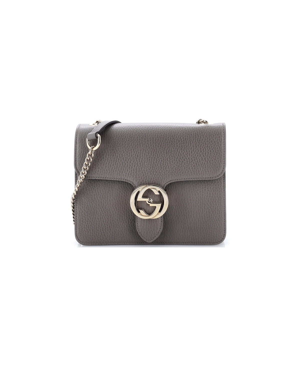 Pre-Owned Gucci Small Interlocking Shoulder Bag Leather - Grey