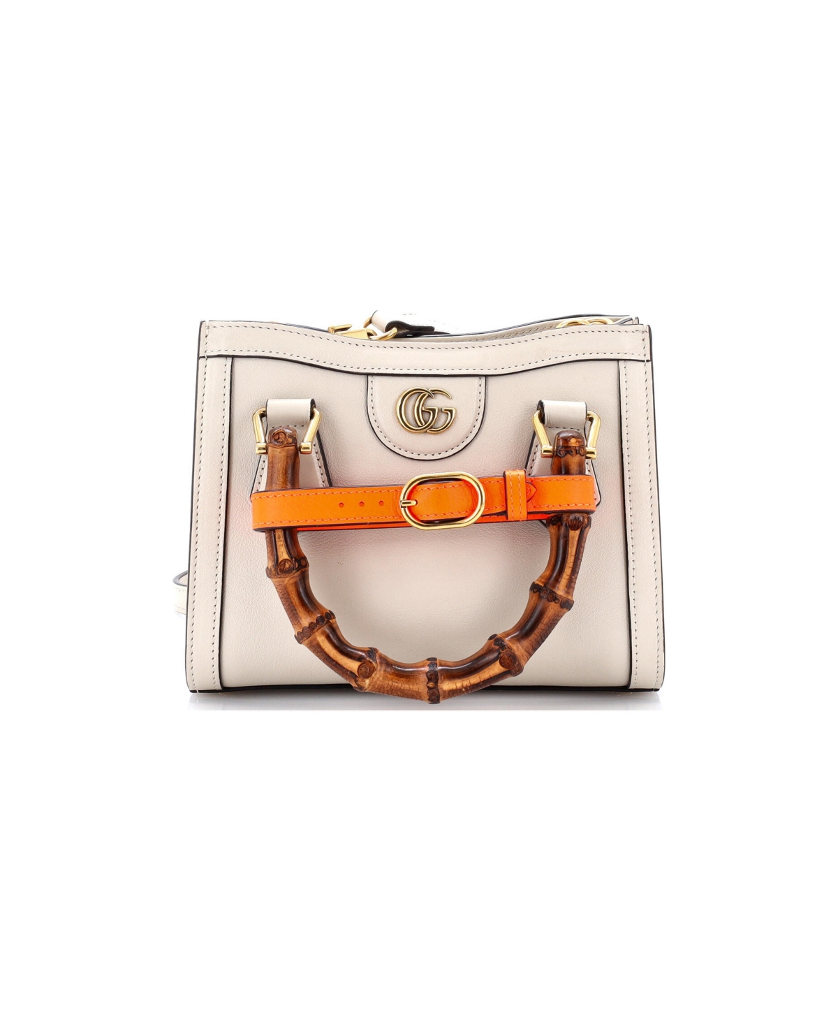 Pre-Owned Gucci Mini Diana Nm Bamboo Handle Tote Leather - White