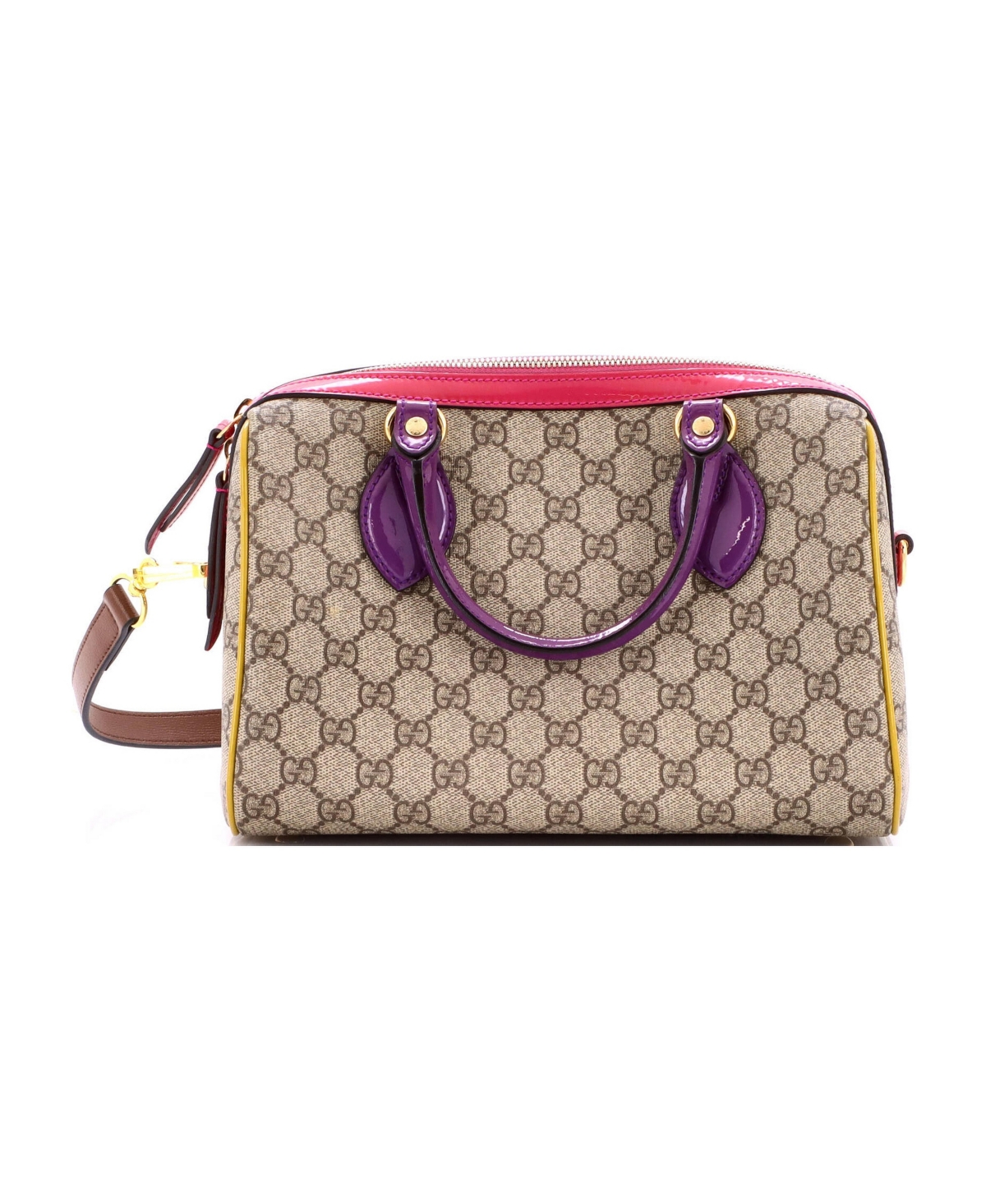 Pre-Owned Gucci Small Convertible Boston Bag Gg Coated Canvas and Leather - Pink