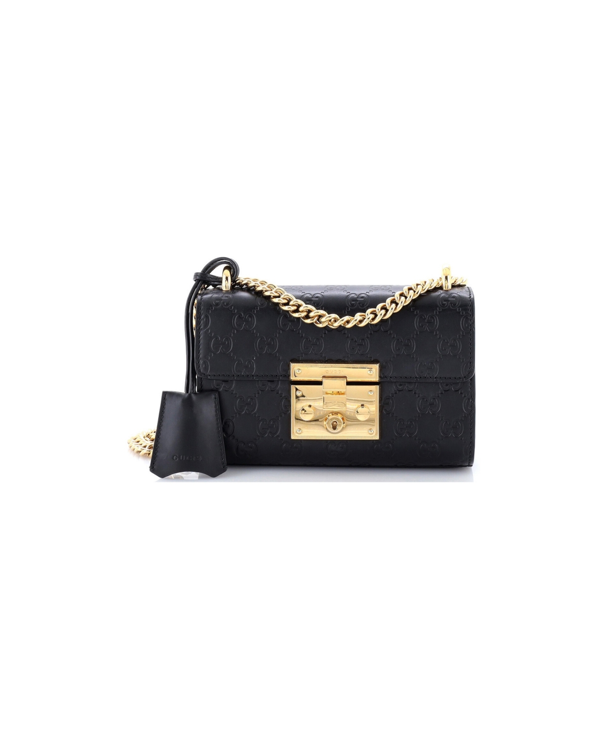 Pre-Owned Gucci Small Padlock Shoulder Bag Guccissima Leather - Black