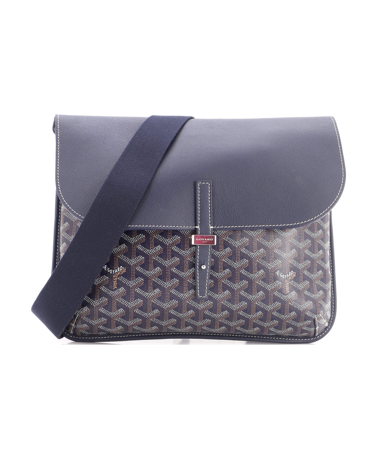 Pre-Owned Goyard Coursier Messenger Bag Coated Canvas and Leather - Blue