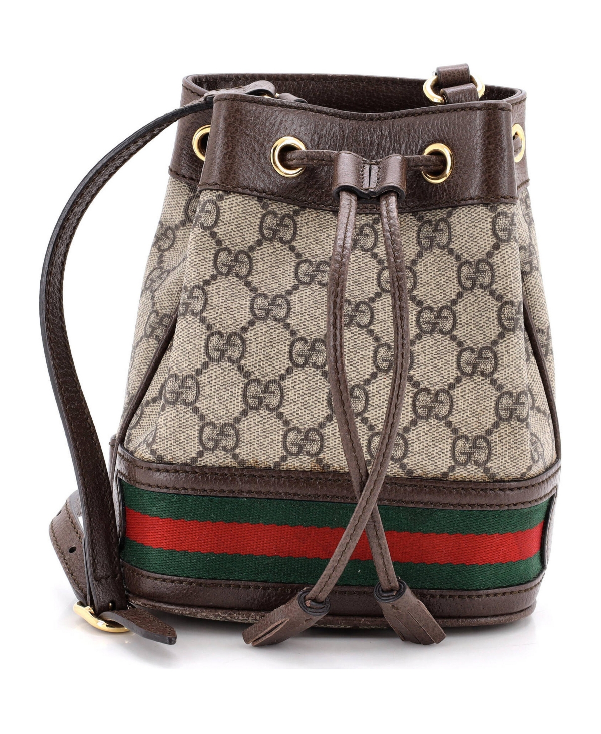 Pre-Owned Gucci Mini Ophidia Bucket Bag Gg Coated Canvas - Brown