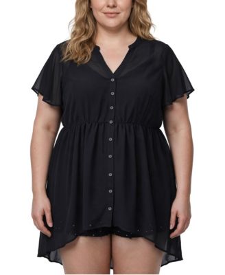 Plus Size Lexie V-Neck Sheer Chiffon Babydoll Top