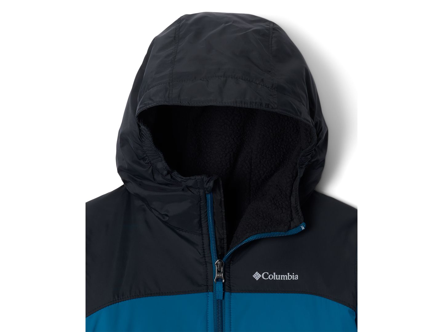 Куртка Columbia Glennaker II Fleece-Lined Full-Zip Hooded Rain для мальчиков, цвет: Синий / Чёрный — фото 2