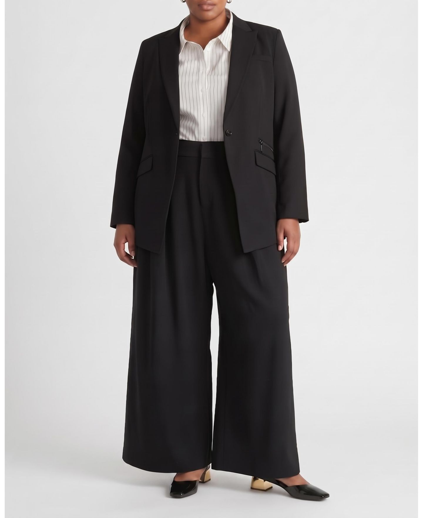 Женские брюки Universal Standard Plus Size All Day Palais Wide Leg, цвет: Чёрный — фото 5