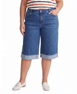 Women's Briony High-Waisted Below-the-Knee Denim Shorts, 14" Inseam