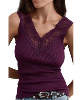 Women's Scv Lace Tanke V-Neck Sleeveless Tee