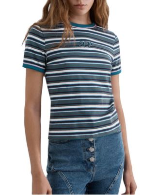 Women's Striped Embroidered T-Shirt