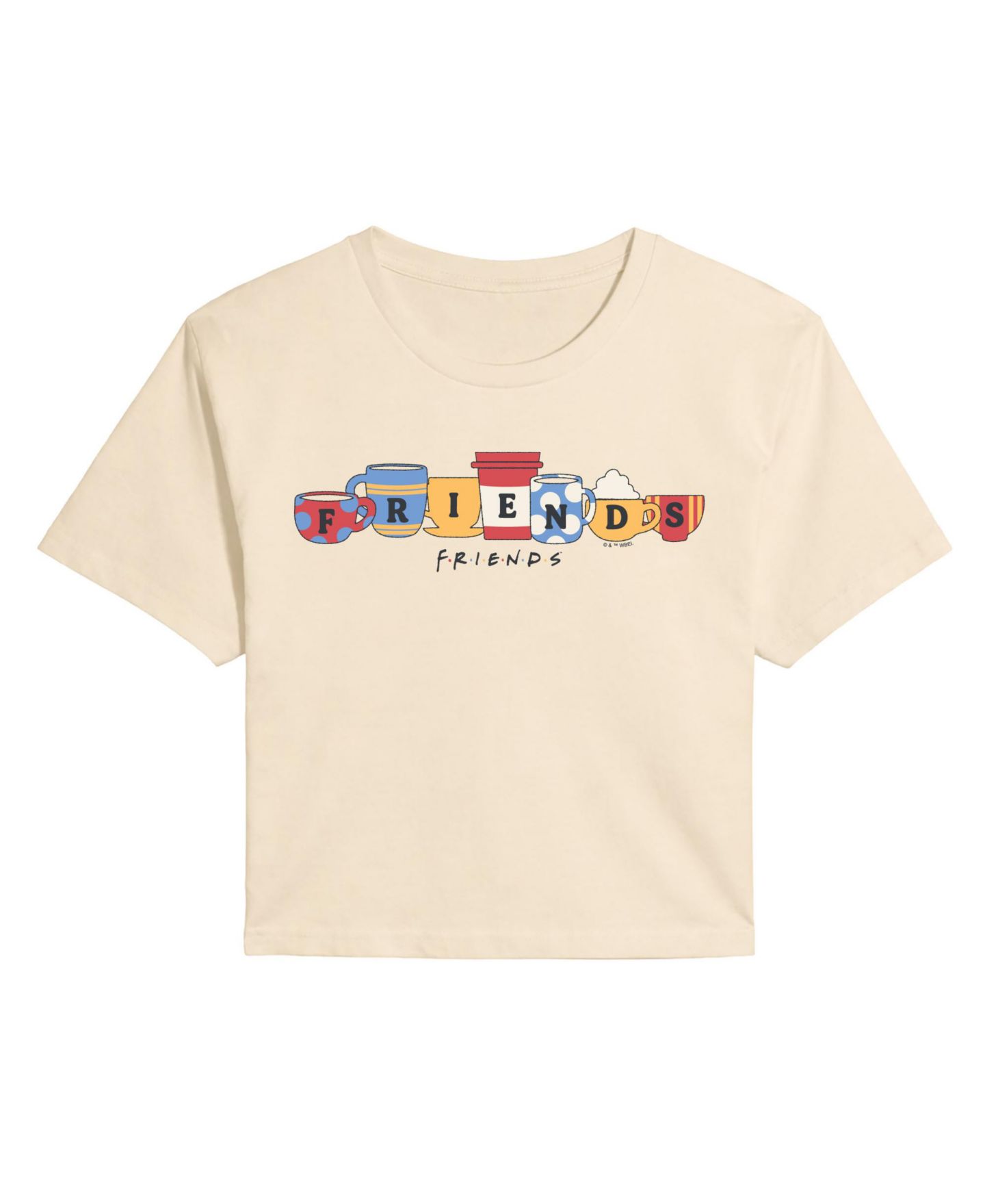 Женская футболка Friends Juniors' Coffee Cups Cropped Graphic, цвет: Берёзовый — фото 3