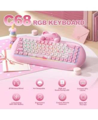 C68 Wireless Mechanical Milk-Linear Keyboard for Windows
