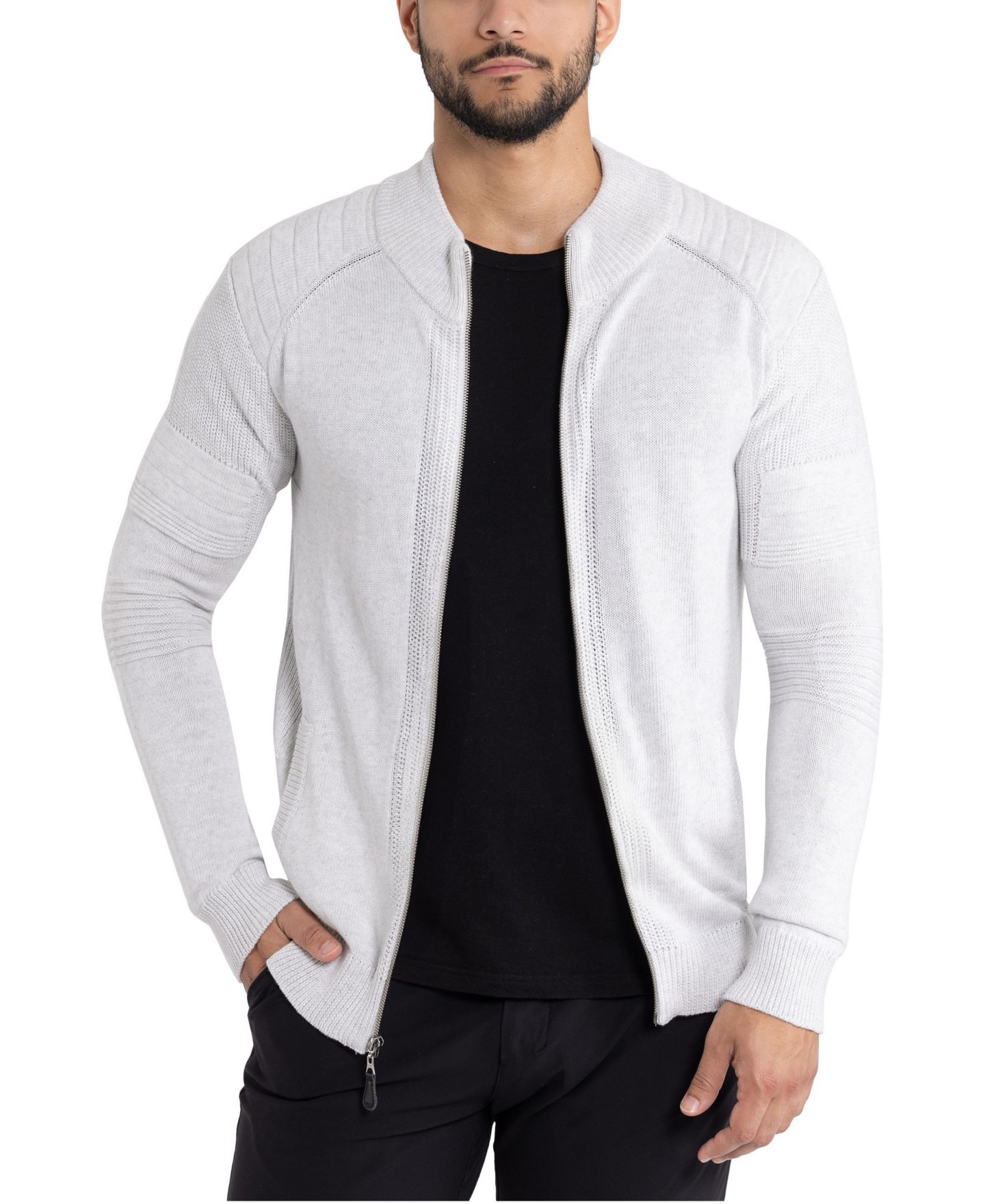 Мужской кардиган XRAY Full-Zip Mock-Neck, цвет: Овсяный — фото 1