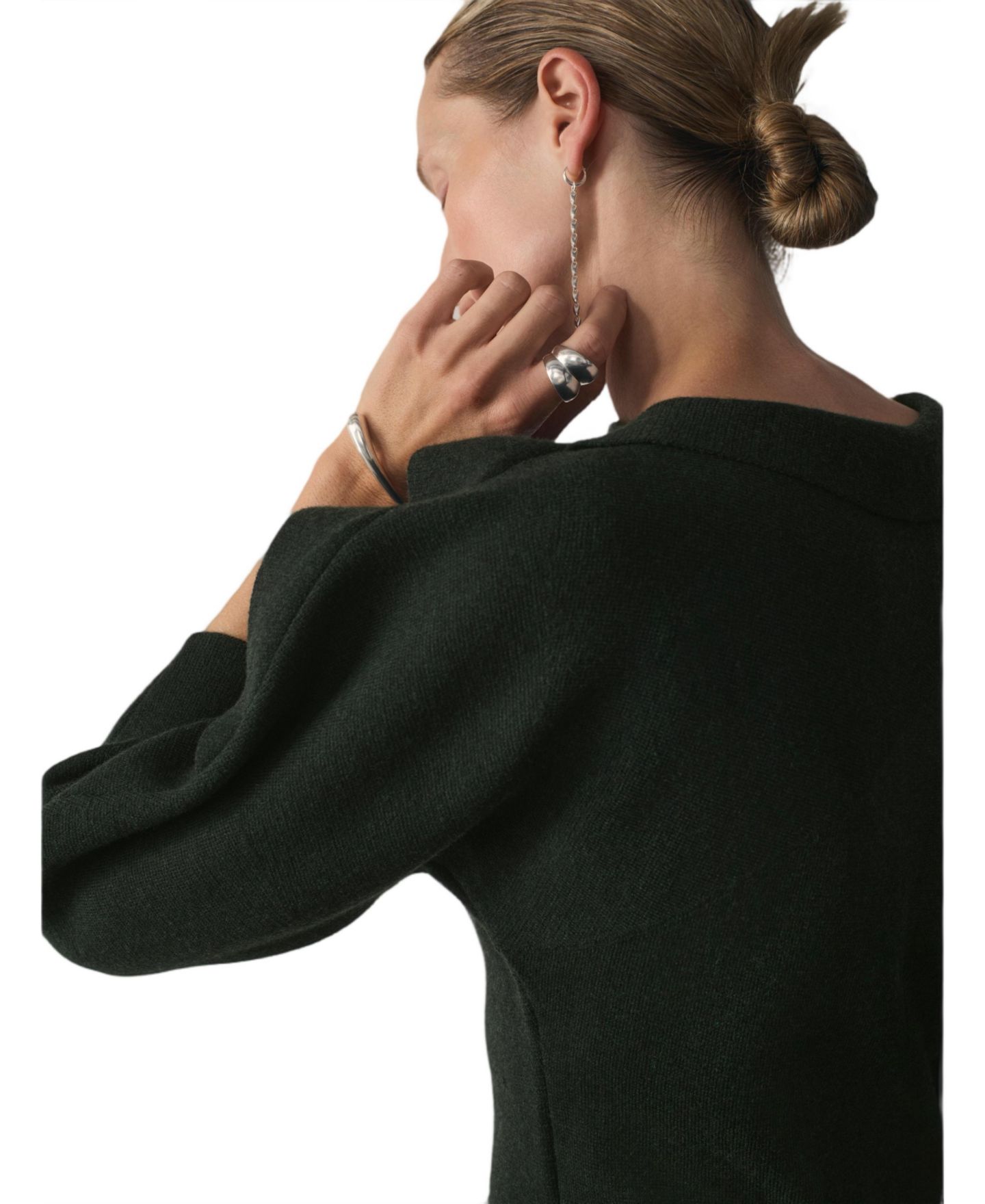 Женское платье The Fold Riesi Boat Neck 3/4-Sleeve Midi, цвет: Зелёный — фото 4