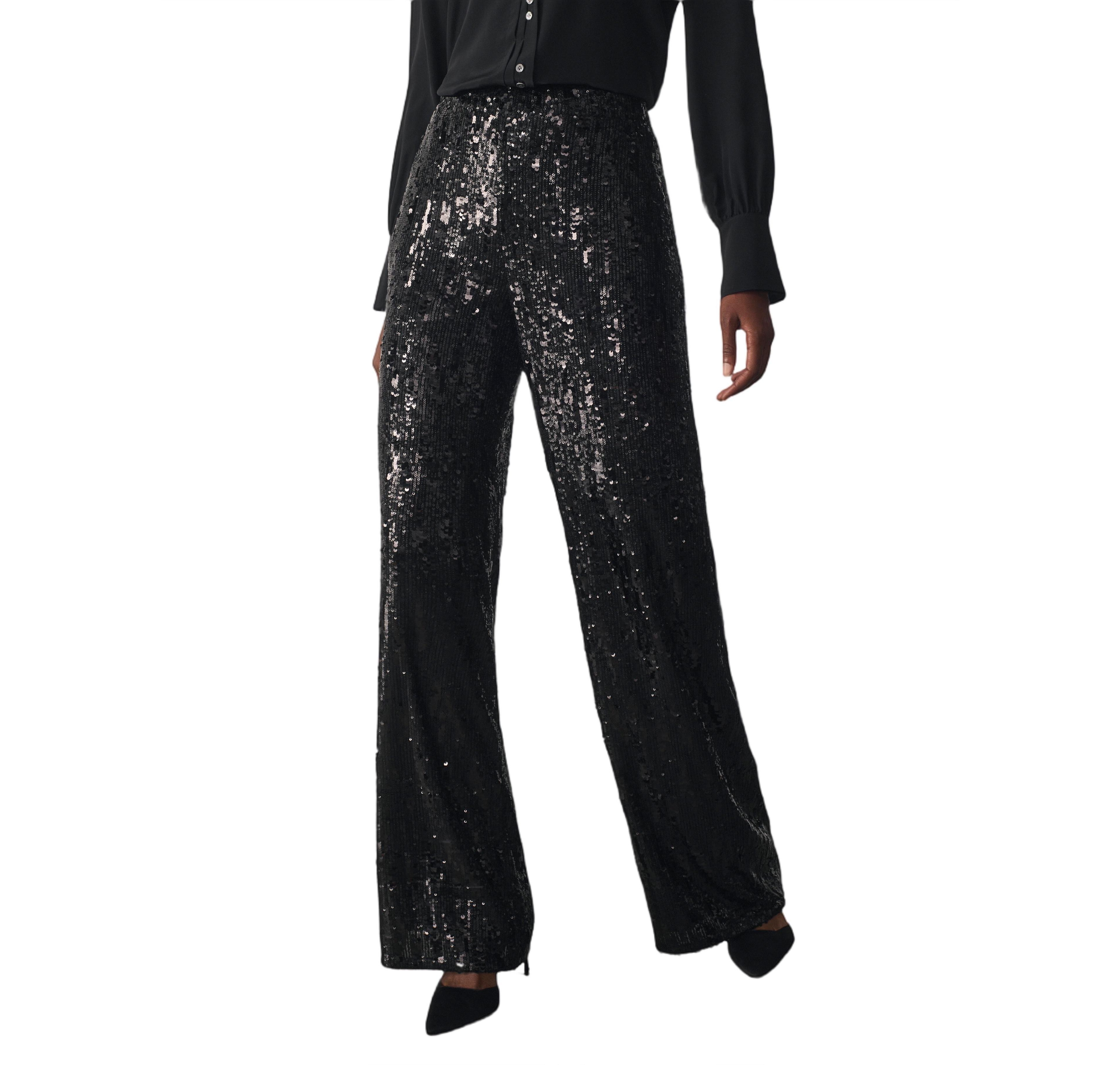 The Fold Women's Arezzo Sequin High-Waisted Wide-Leg Trousers