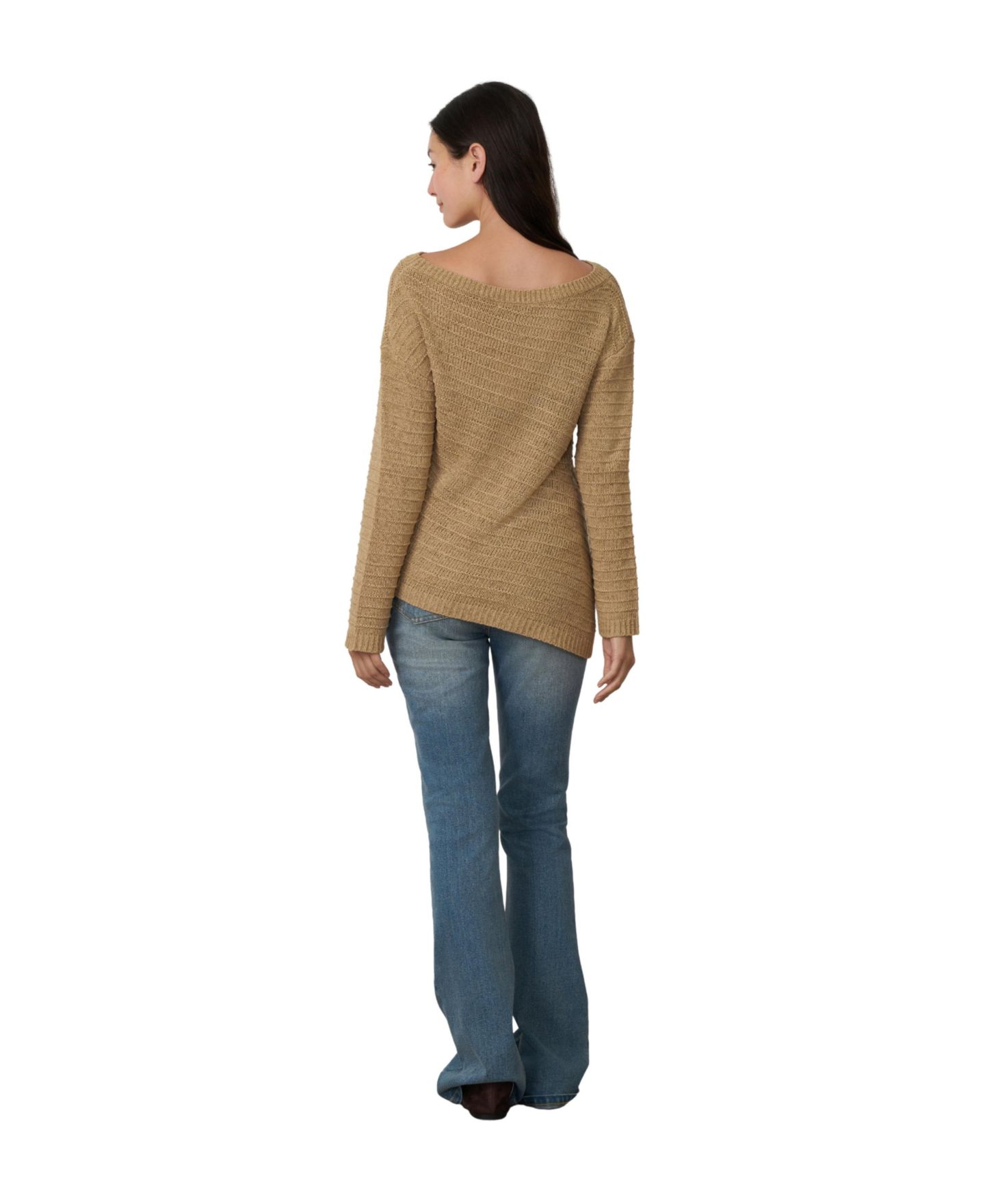 Женский свитер Cable & Gauge Boat Neck Asymmetrical Hem Long-Sleeve, цвет: Cornstalk — фото 3