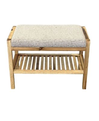 23.75" Wood Bench with Slatted Shelf