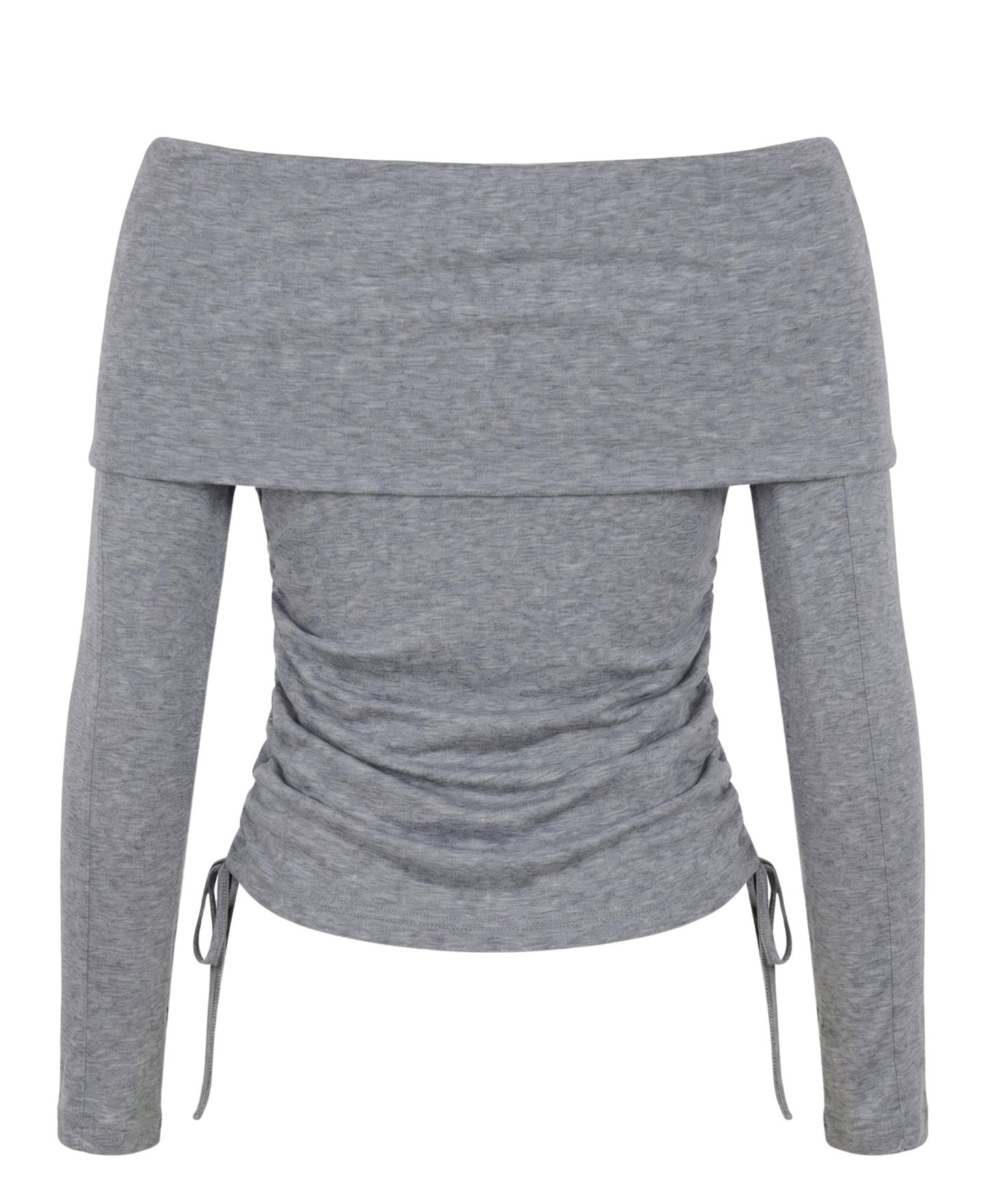 Женский топ Modenaire Off-Shoulder Long-Sleeve Ruched, цвет: Меланжевый серый — фото 8