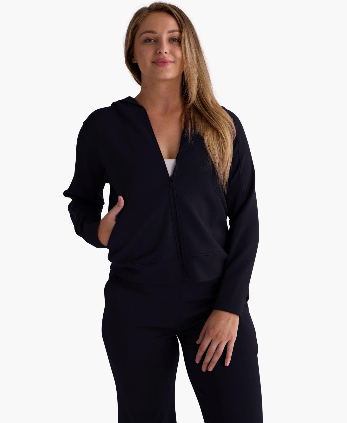 Женское худи Centerline Athletics Après 4-Way Stretch Built-In Thumbholes Full-Zip, цвет: Чёрный — фото 1