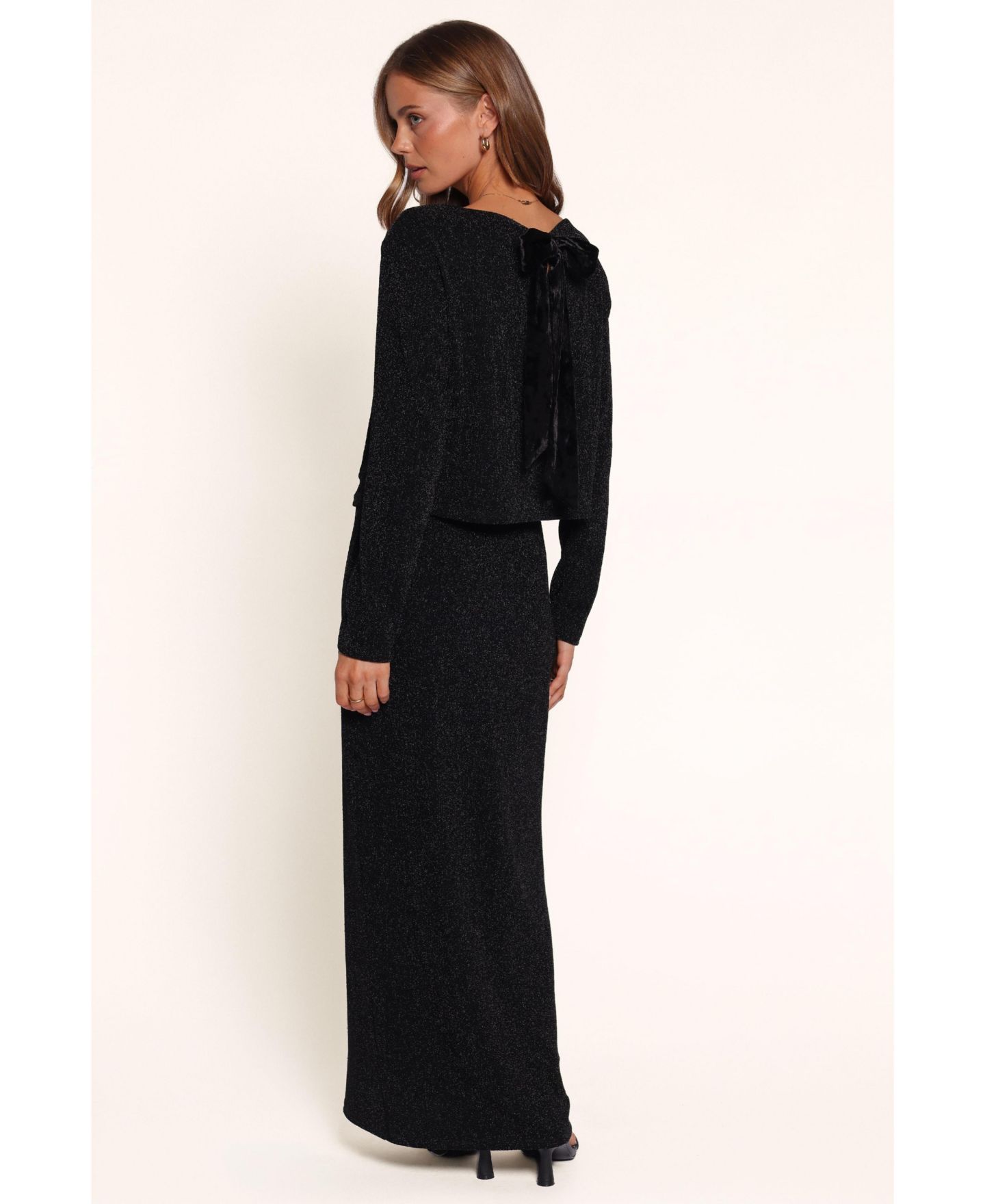 Женский комплект Petal & Pup Orla Boat Neck Long-Sleeve Maxi Top and Skirt, 2-Piece Set, цвет: Чёрный — фото 3