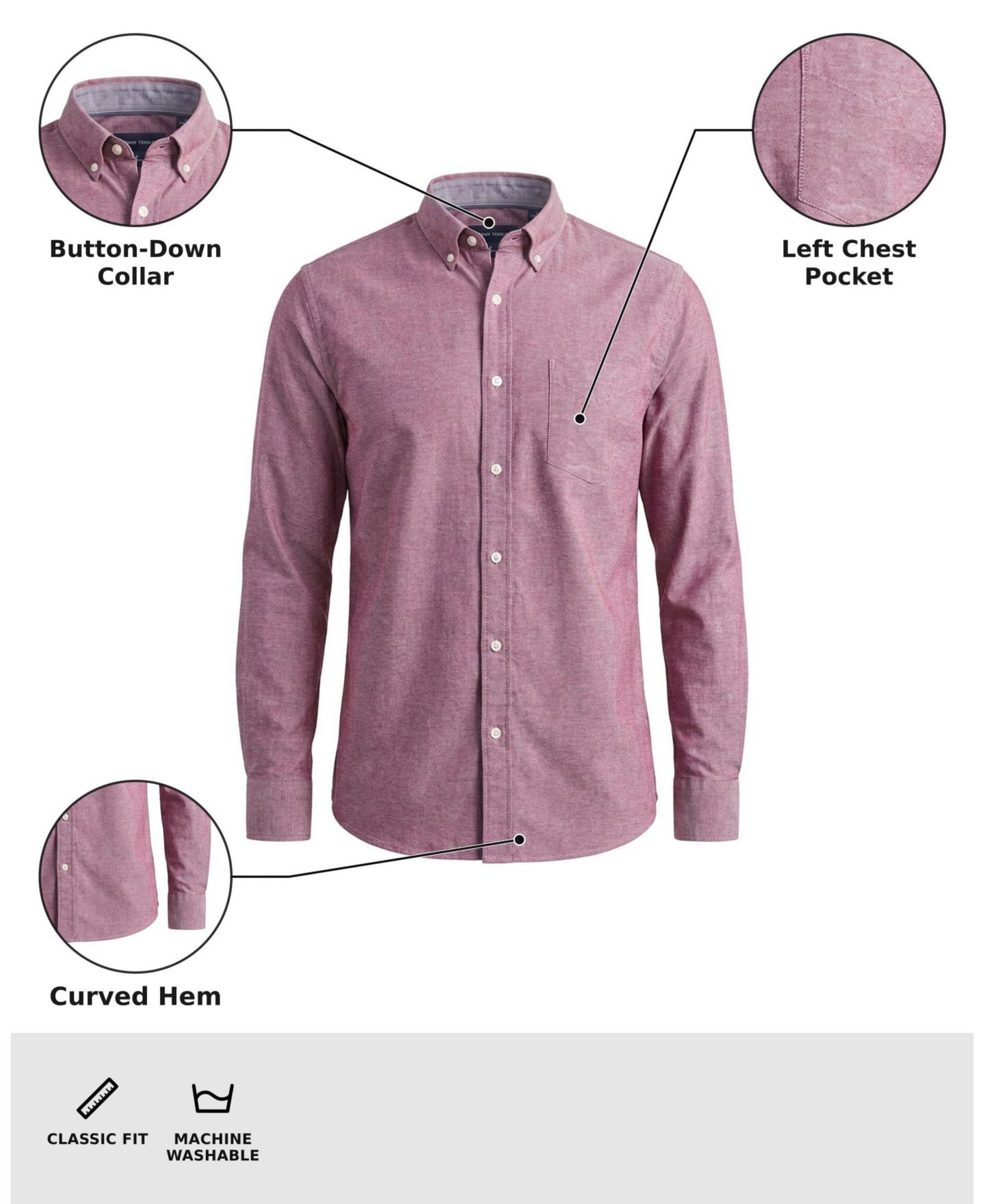Мужская рубашка Club Room Solid Stretch Oxford Cotton, цвет: Яркий белый — фото 3