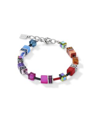 Multi-Stone Multicolor GeoCUBE Adjustable Beaded Bracelet